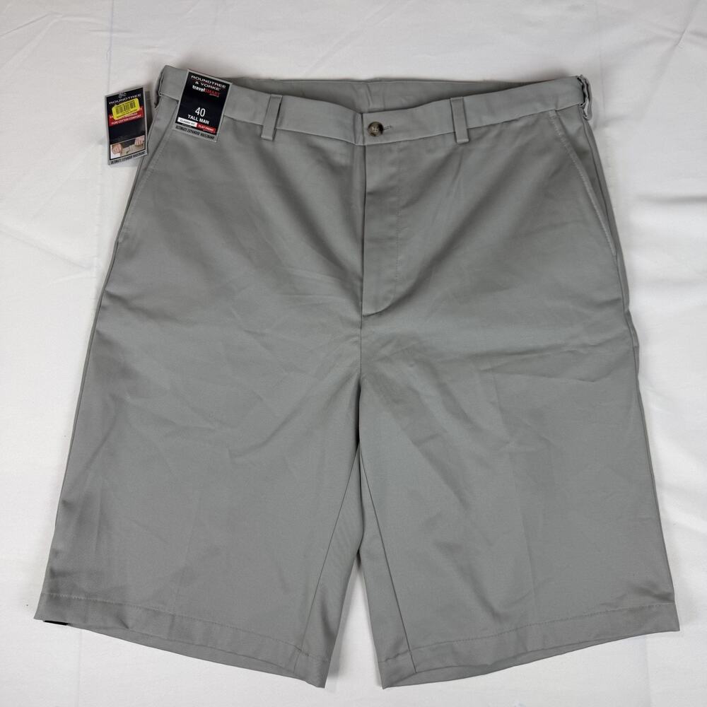 NWT Roundtree & Yorke TravelSmart Shorts Gray 40 Tall Flat Front